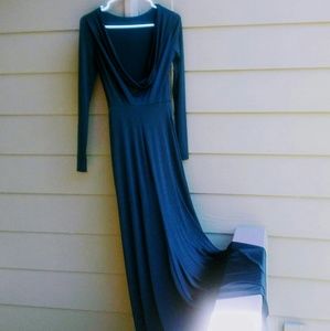 Black cocktail maxi dress open back